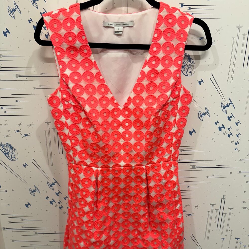 Diane von Furstenberg Hot Pink Sleeveless Dot Dress (Size 0)